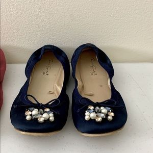 Zara Bejeweled Ballet Flats Sz 32 / US Sz 1, Color: Blue.